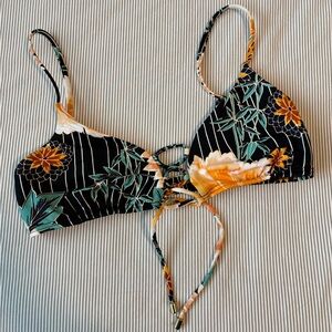 Bar III tropical floral bikini top with tie front